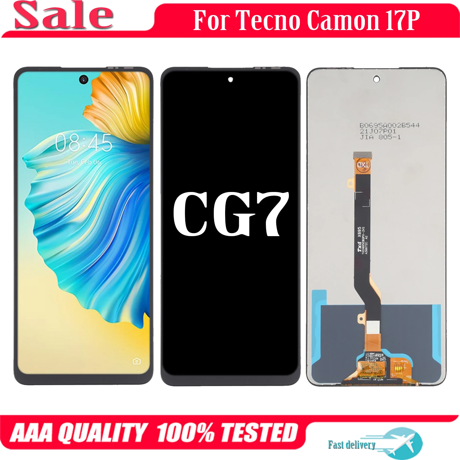 

6.8'' For Tecno Camon 17P CG7 CG7n LCD Display Touch Screen Digiziter Assembly For Tecno Camon17P LCD Replacement