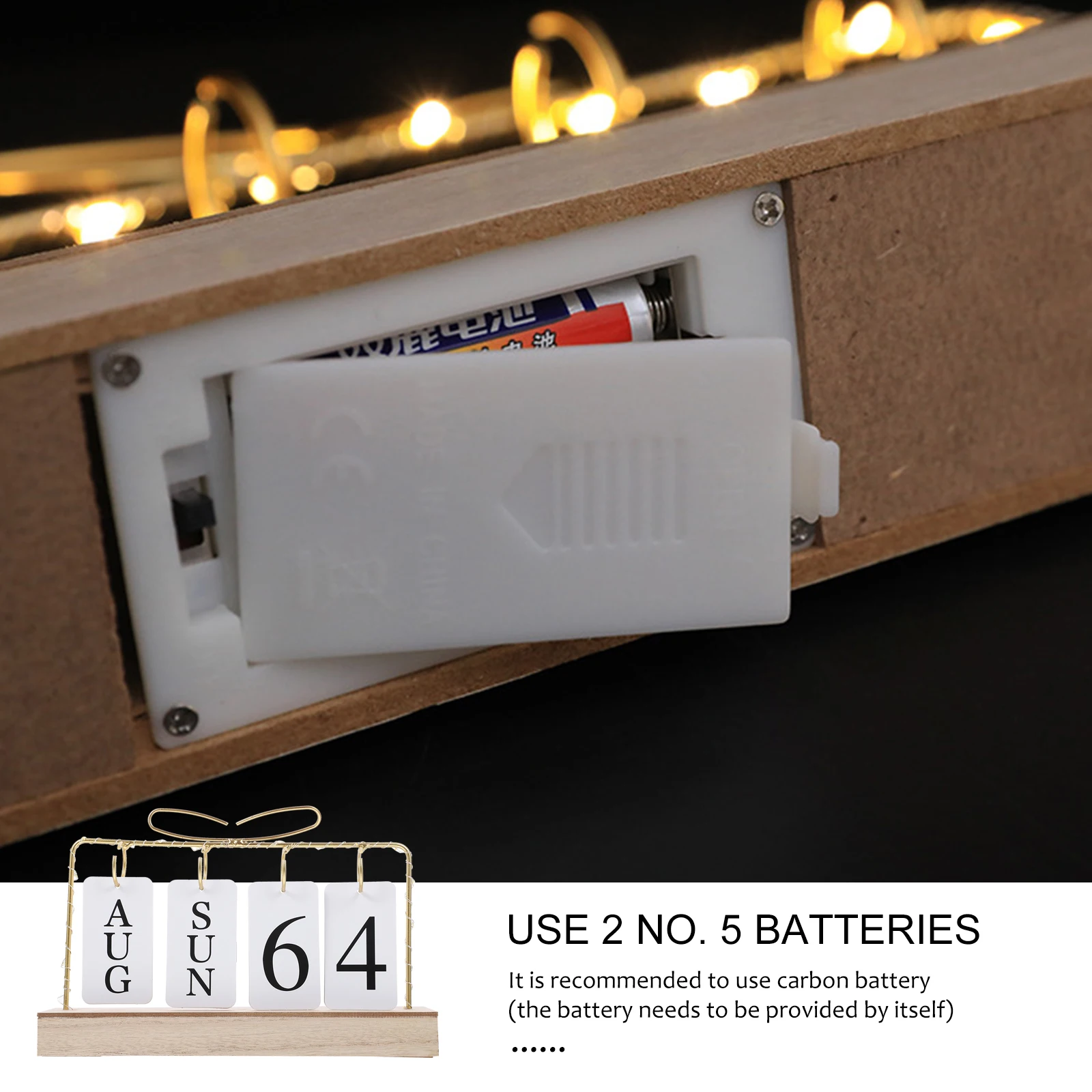 

Delicate Desk With Light Adorable Wooden Ornament Creative Decoration Chic Office Date Reminder Iron Wood Desktop