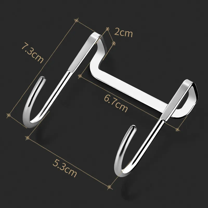 1PC S-type Door Hanger Hook Stainless Steel Free Punching Cabinet Door Without Trace Clothes Hook Door Back Wall Mounted Hooks