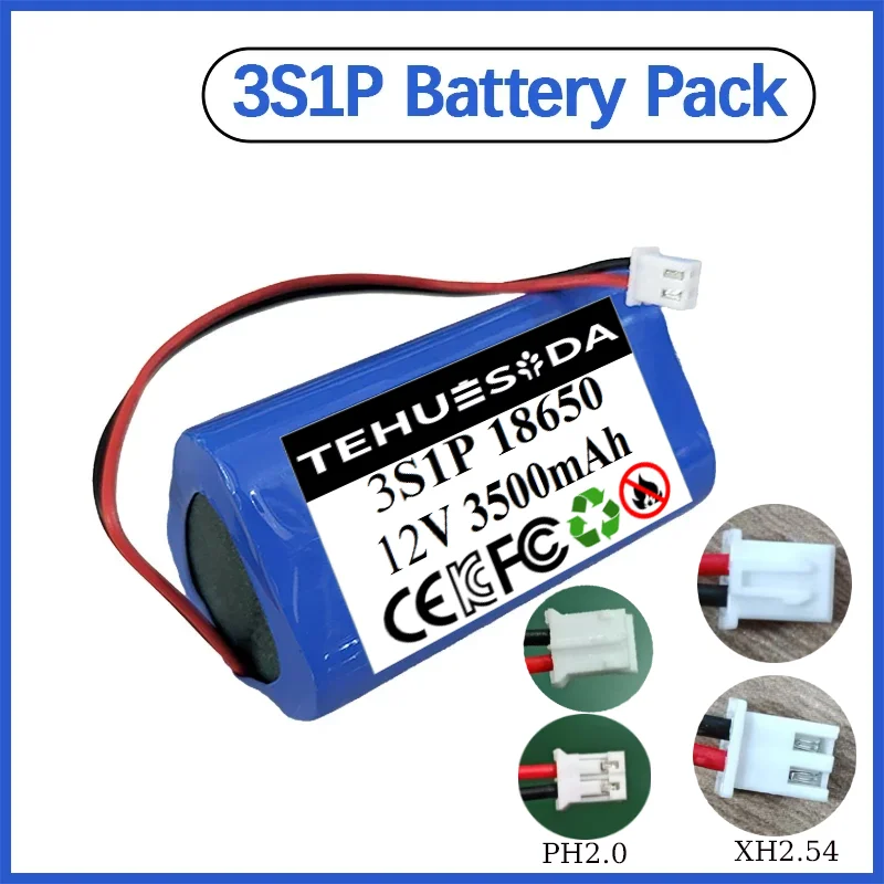 12V 3S1P Battery 12.6V/11.1V 18650 Li-ion Battery Pack 3500mAh Backup Power Supply  CCTV  Camera  Fascia Gun lithium-ion Battery
