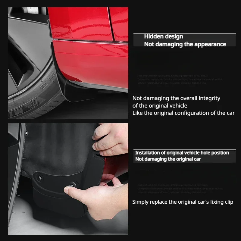 Hidden Splash Guard For 2024 Tesla Model 3 Highland Fender Concealed Front and Rear Fenders Mud Guard Mudflap Car Accessories