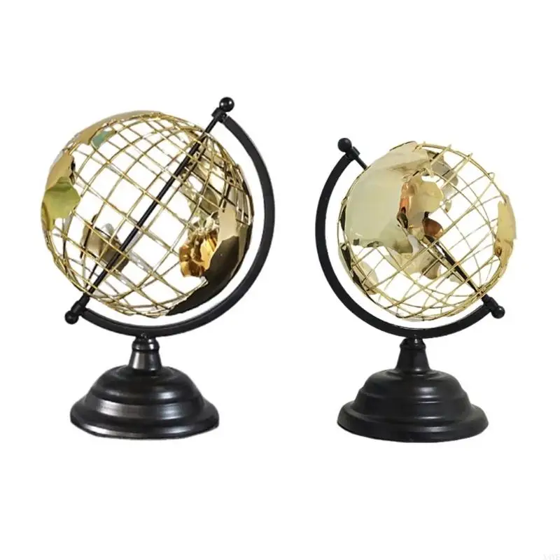 

X4YE Elegant Metal Wire Art World for Living Room Or Study with Golden Base Accent