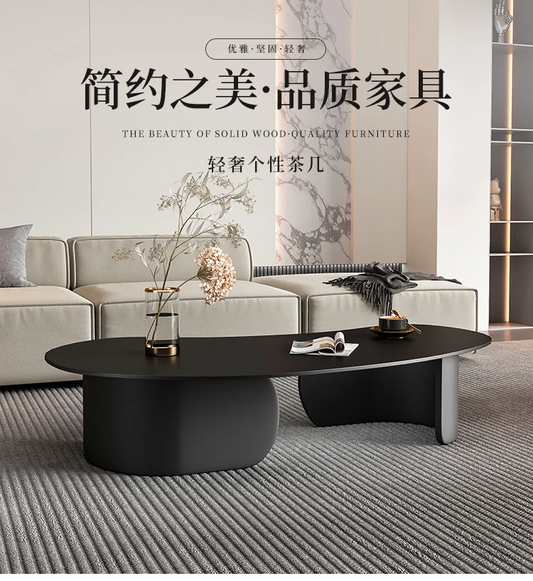 c13-Italian Minimalist Rock Slab Coffee Table Modern Black Irregular Luxury Coffee Table Simple Living Room Home Furniture