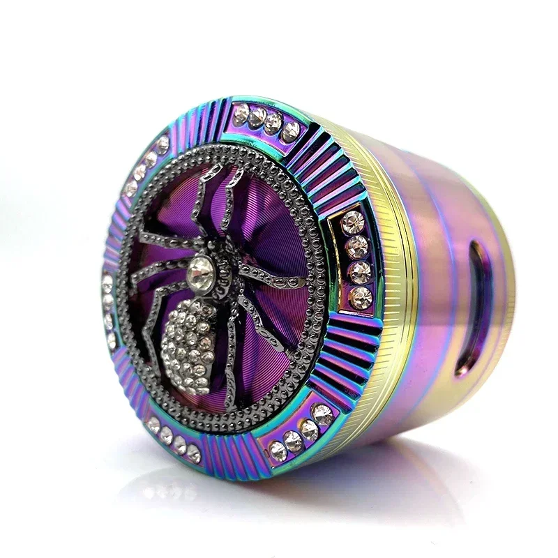 Tobacco Grinder Spider Shape 4 Layers 63mm Rainbow Color Zinc Alloy Herb Grinders Kitchen Crusher