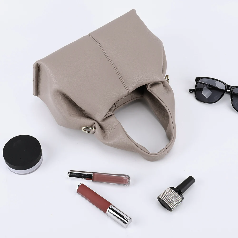 

Soft Cloud Bag Solid Color Fashion Handbag with Removable Strap Retro Crossbody Bag PU Leather Top Handle Bag for Women