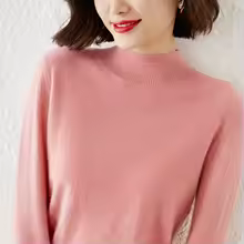 Cozy Long Sleeve Crop Top Solid Half Mock Neck Soft Knitwear - Skin Pink