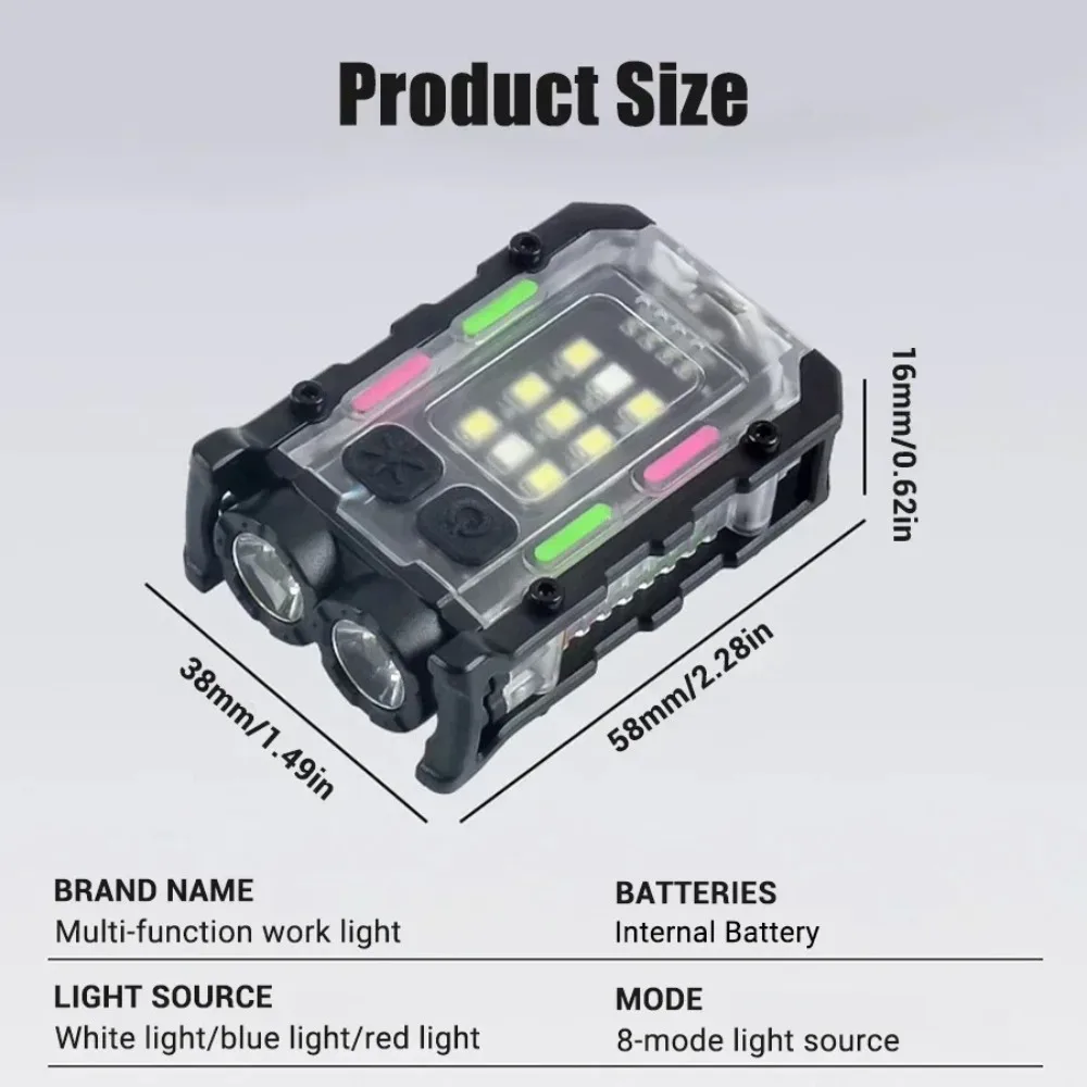 Portable USB Charging Mini Keychain Flashlight 400mAh High Bright LED Torch Light Tail Magnt Powerful Work Light Outdoor