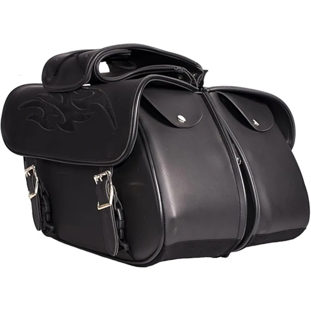 faux leather motorcycle saddle bags throw over saddlebags, pvc motorcycle side bags for honda shadow sportster softail dyna v-s