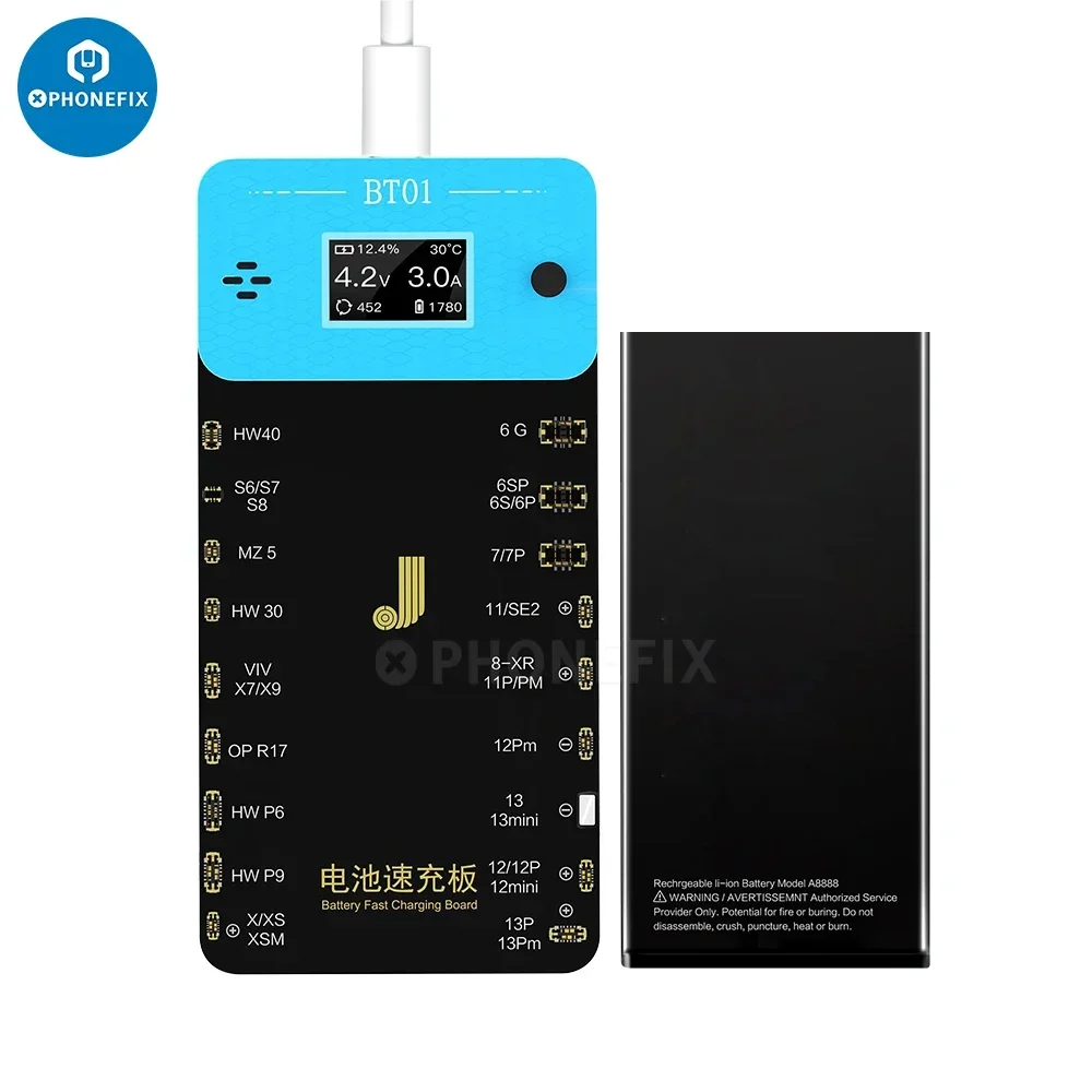 JC BT01 بطارية شحن سريع مجلس البطارية نوع C PD شحن آيفون 6-13 برو ماكس أندرويد اختبار التنشيط بنقرة واحدة