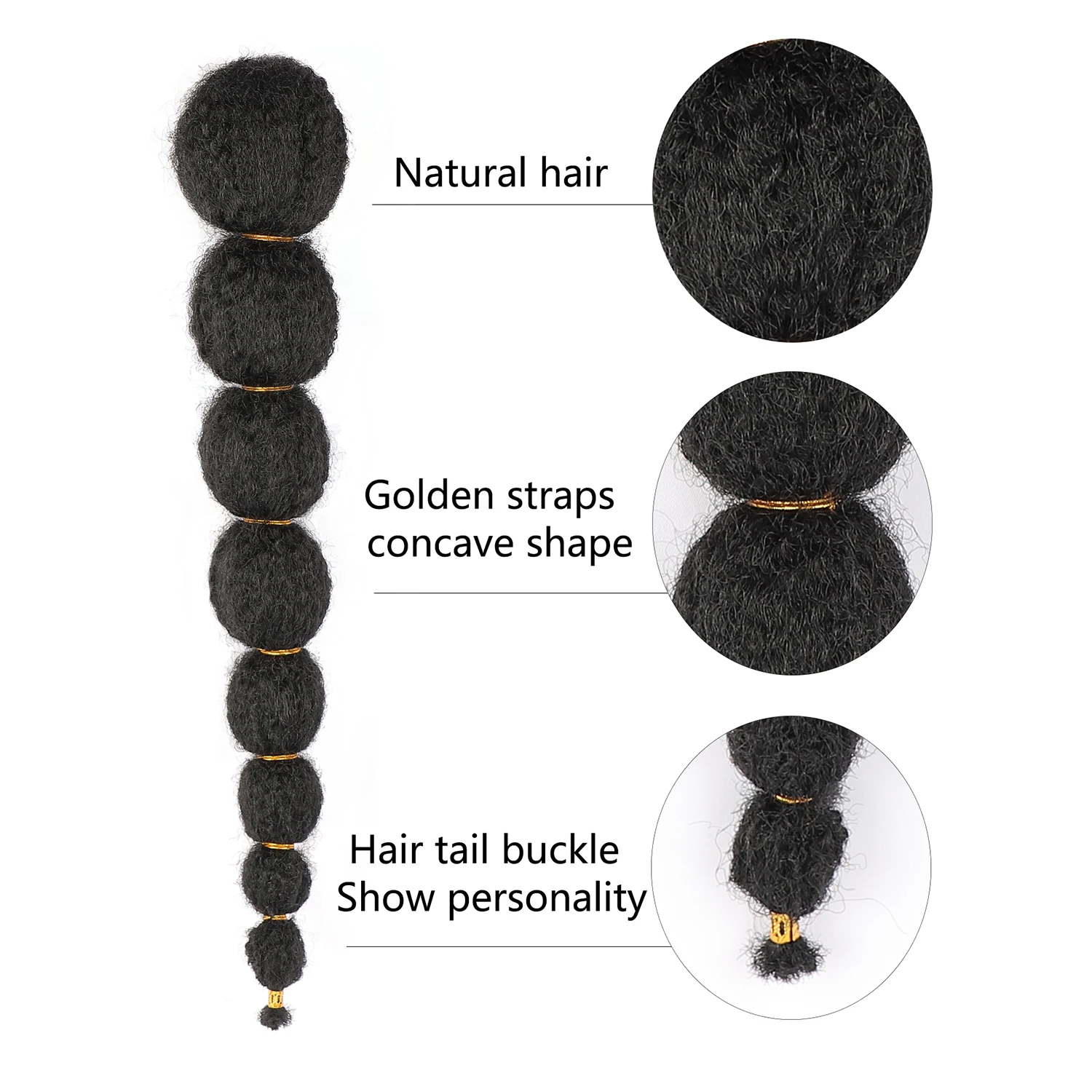 kinky Curly Bubble Ponytail Hair Extensions 18/24/28 inch Lantern Braid Ponytail Curly Caterpillar Ponytail  Bubble  Synthetic