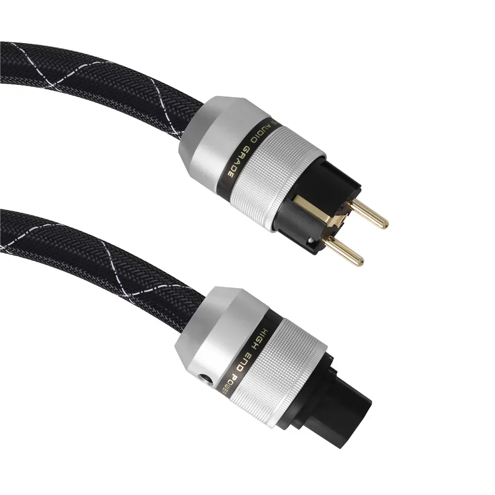 Hai, ujung berlapis emas aluminium logam 24K berlapis emas EUR Euro Schuk steker daya