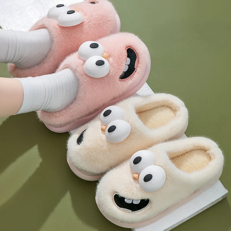 

Home Slippers Women Winter Warm Shoes Cute Cartoon Furry Slides Ladies Casual Comfort Thick-soled Bedroom Cotton Shoe Flip Flops