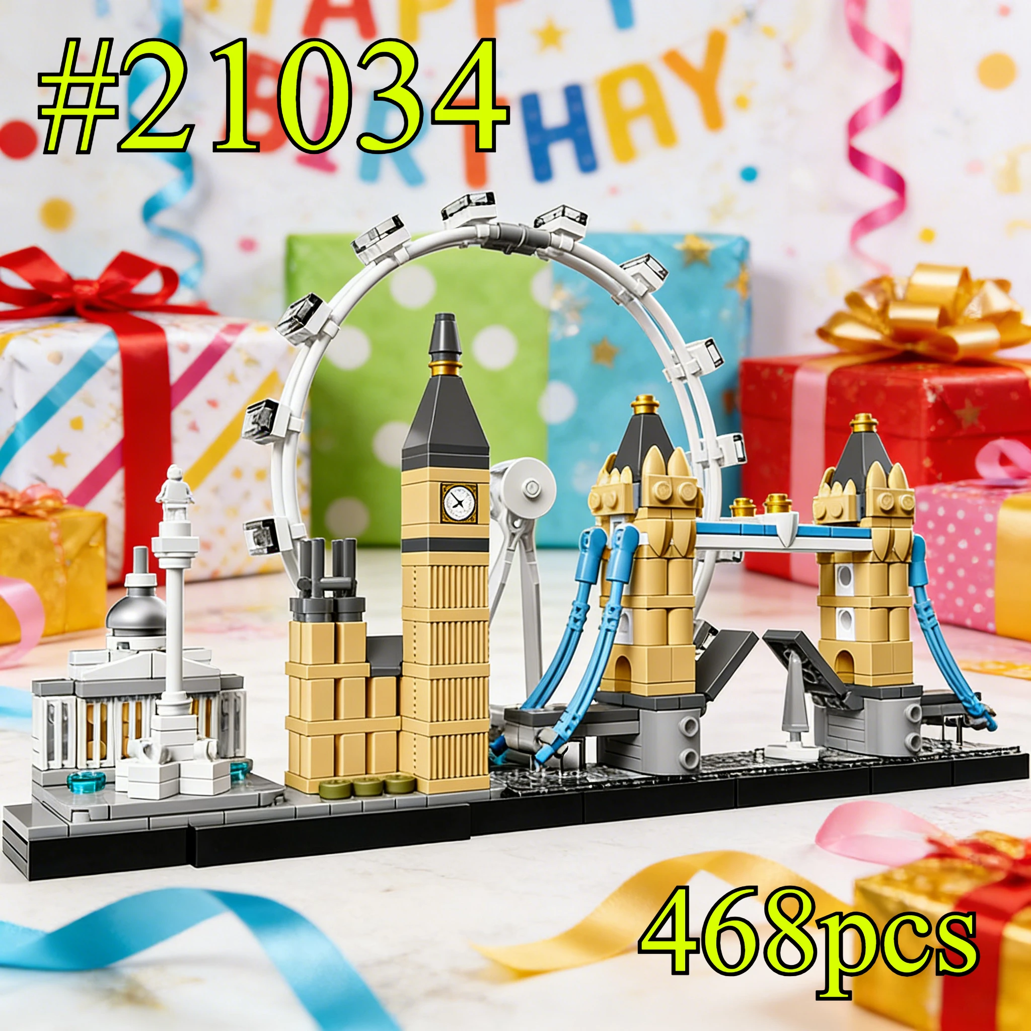 

Архитектурная культура Лондона 21034: Наборы строительных блоков, подходящие для рождественских подарков, совместимые с деталями Lego, 468 деталей.