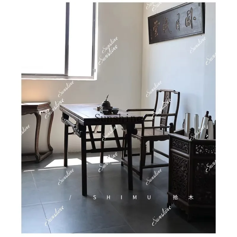 March folding solid wood Chinese painting and calligraphy table table table antique old classical writing  TF
