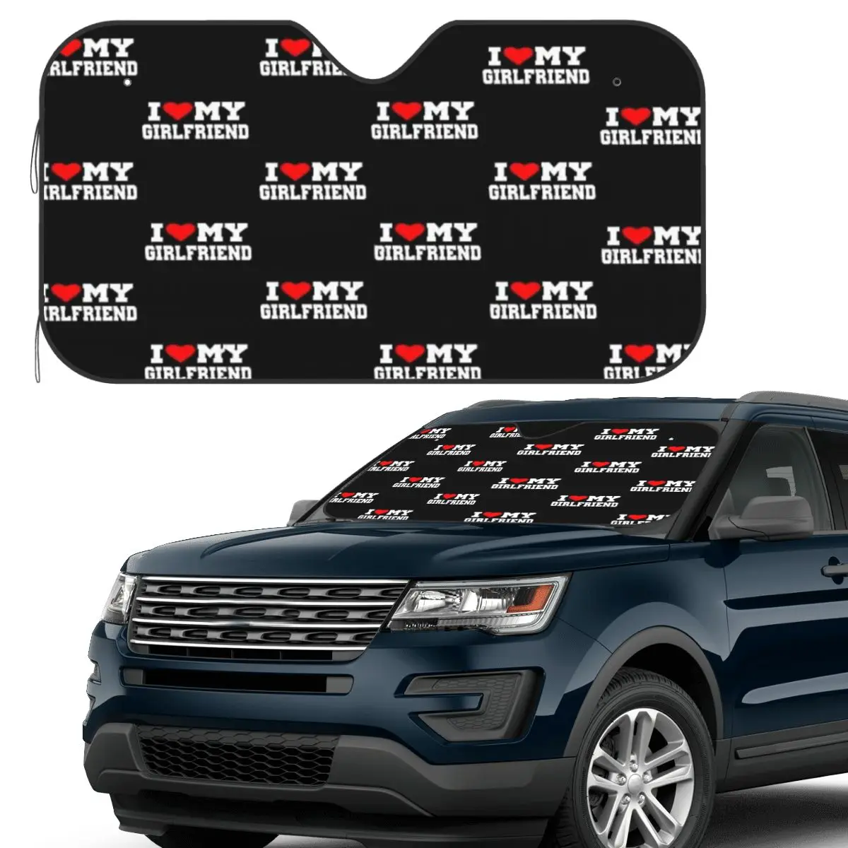 

I Love My Girlfriend Sunshade Windscreen Car Front Windshield Window Sun Visor Accessories Covers