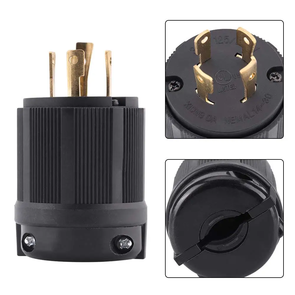 US Twist Lock Plug Nema L14-30P 30A 125V-250V, Industrial Grade 3 Pole 4 Wire Power Plug, Electrical Generator Plug Connector ,