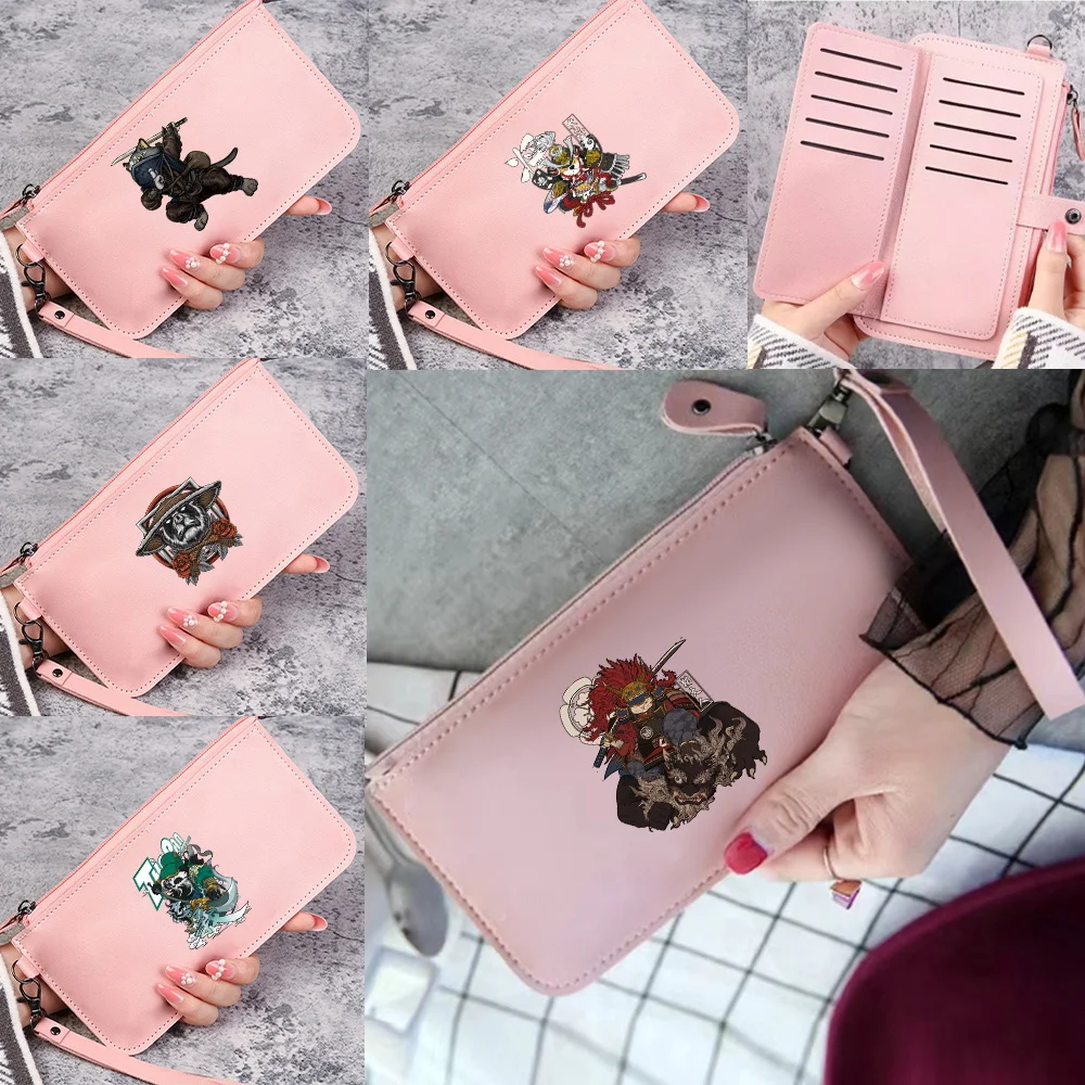 Fashion Long Wallets Women Holde Wallet Samurai Print Long Card Purse Pocket Travel ID Card Credit Storage Pack Long Coin Purse