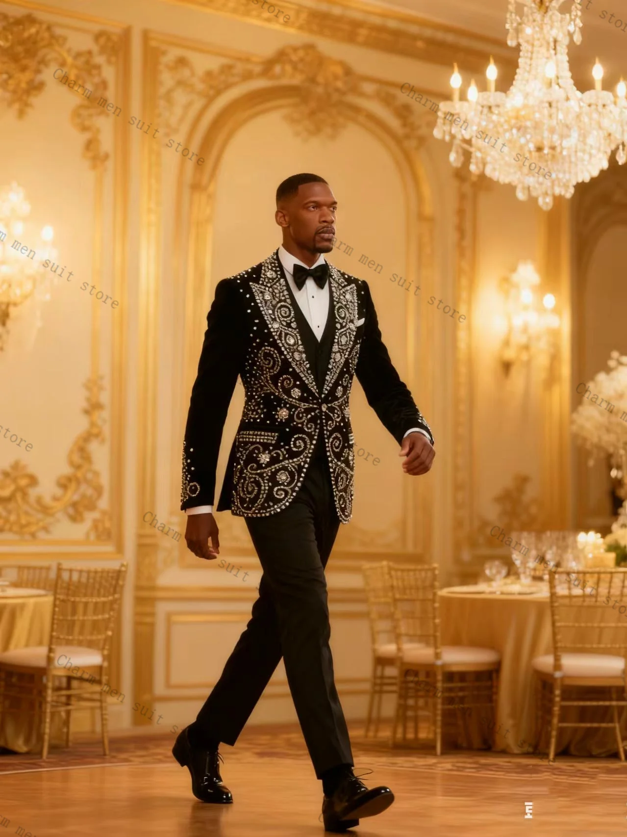 

Мужской костюм из черного хлопка с кристаллами, 2 предмета: пиджак и брюки. Идеально для свадьбы, официальных мероприятий, офиса, деловых встреч, жениха.