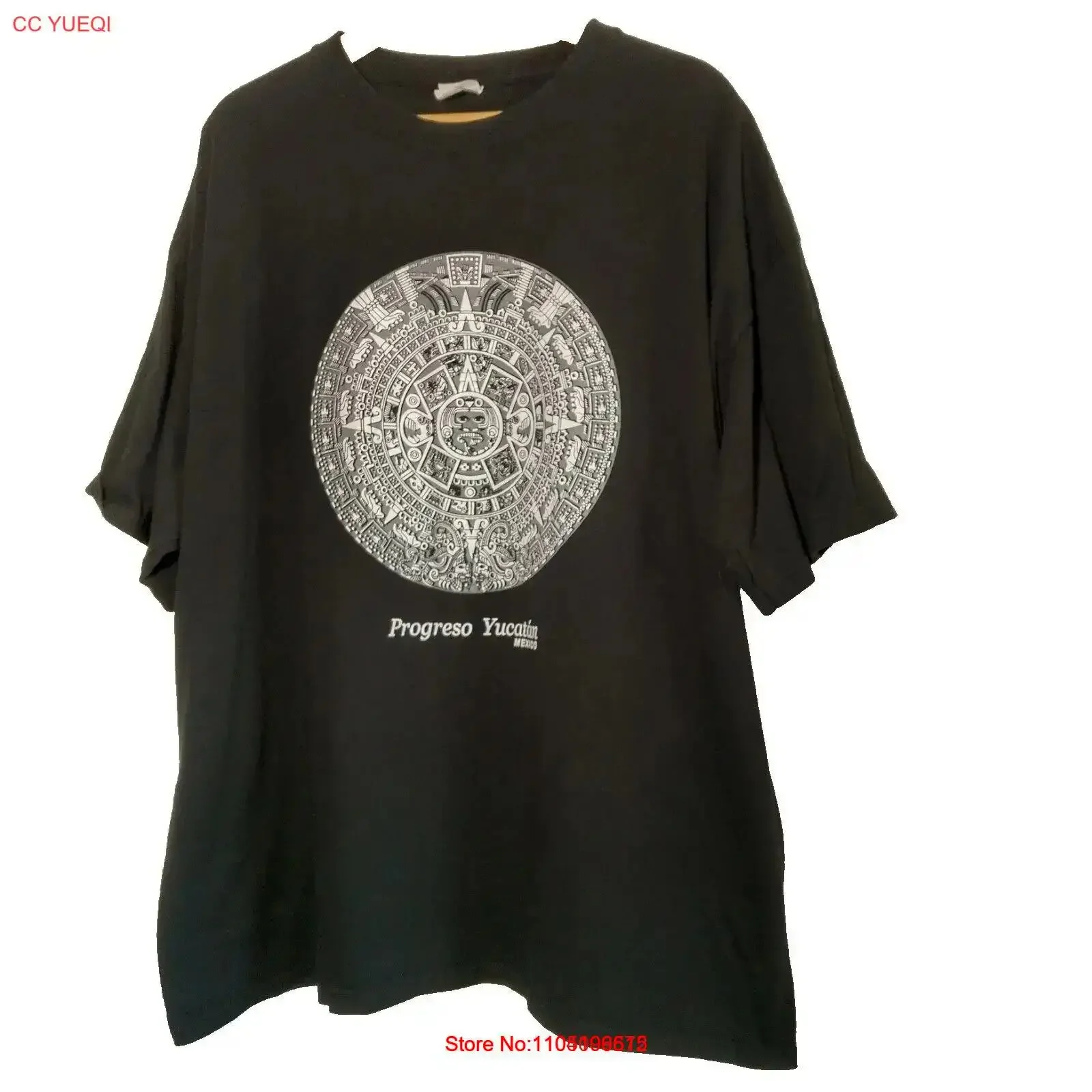 Progreso Yucatan Mexico T Shirt Men 3XL Black Aztec Mayan Calendar Travel vintage Washed graphic Versatile Comfortable