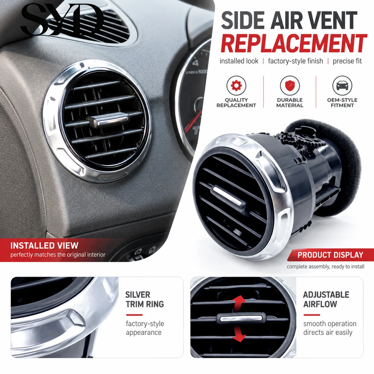 Dashboard AC Air Vent Outlet Grille Adjustable Louver Shutter Assembly OE 8J0820901E For Audi TT TTS Coupe