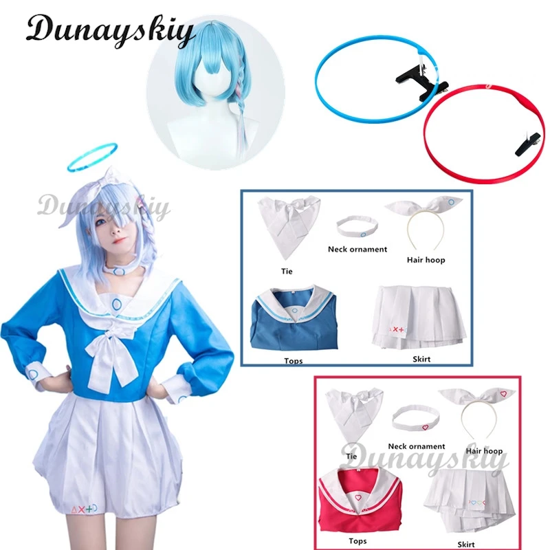 Arona Cosplay Kostium Gra Niebieskie Archiwum Cosplay Sukienka Party Garnitur Top Spódnice Halloween Mundury karnawałowe Buty wykonane na zamówienie Peruka