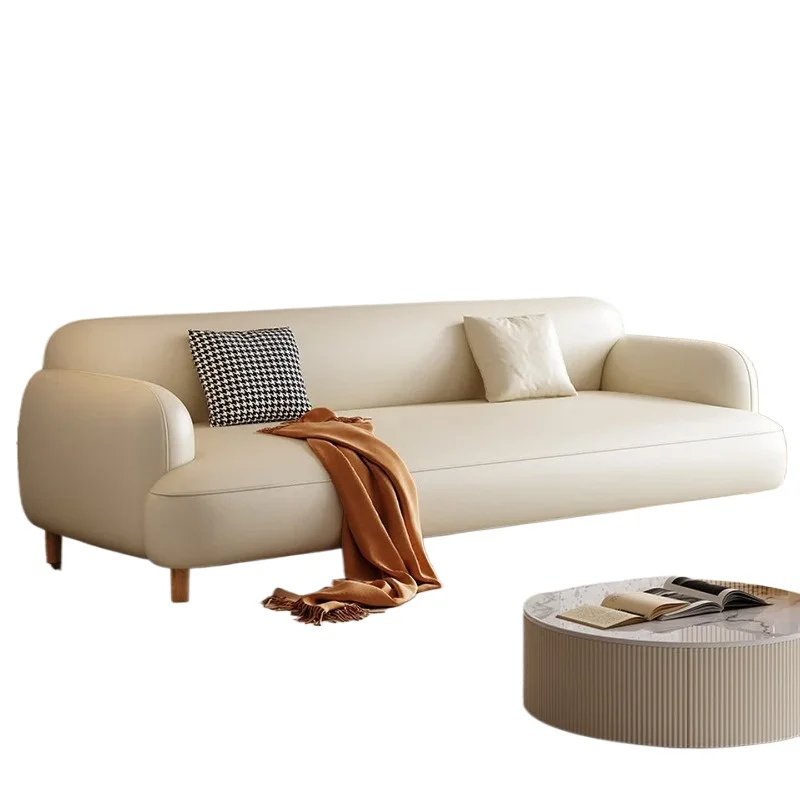 Italian simple modern cream style living room cat scratching three-person sofa