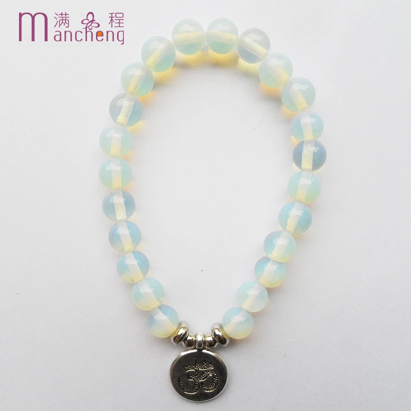 official-website tiki White opal tasbih prayer beads muslim OM Pendant bracelet religious White opal bracelet