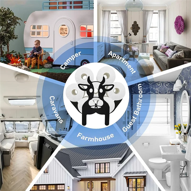

Подставка для туалетной бумаги ABJY-Cow для дополнительных 8 рулонов, забавное декоративное отдельно стоящее хранилище туалетной бумаги, ванная комната в фермерском доме