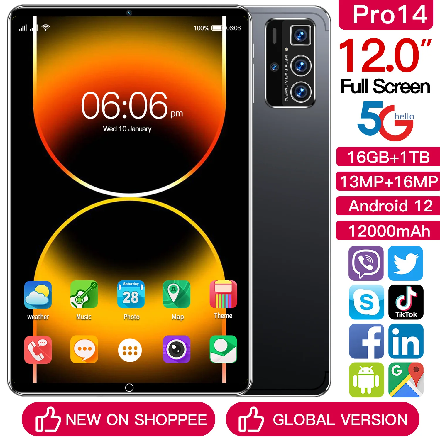 

Pro14 Tablet 16 + 1T Android Smart Tablet