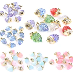 10Pcs Sweet Transparent Strawberry Resin Pendant For Charm Pendant Jewelry Making DIY Keychain Necklace Earring Bracelet Finding