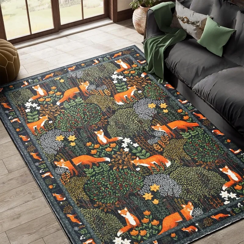 Cute Abstract Tropical Jungle Forest Carpet for Living Room Non-slip Machine Washable Floor Mat Large Sofa Bedroom Bedside Rug