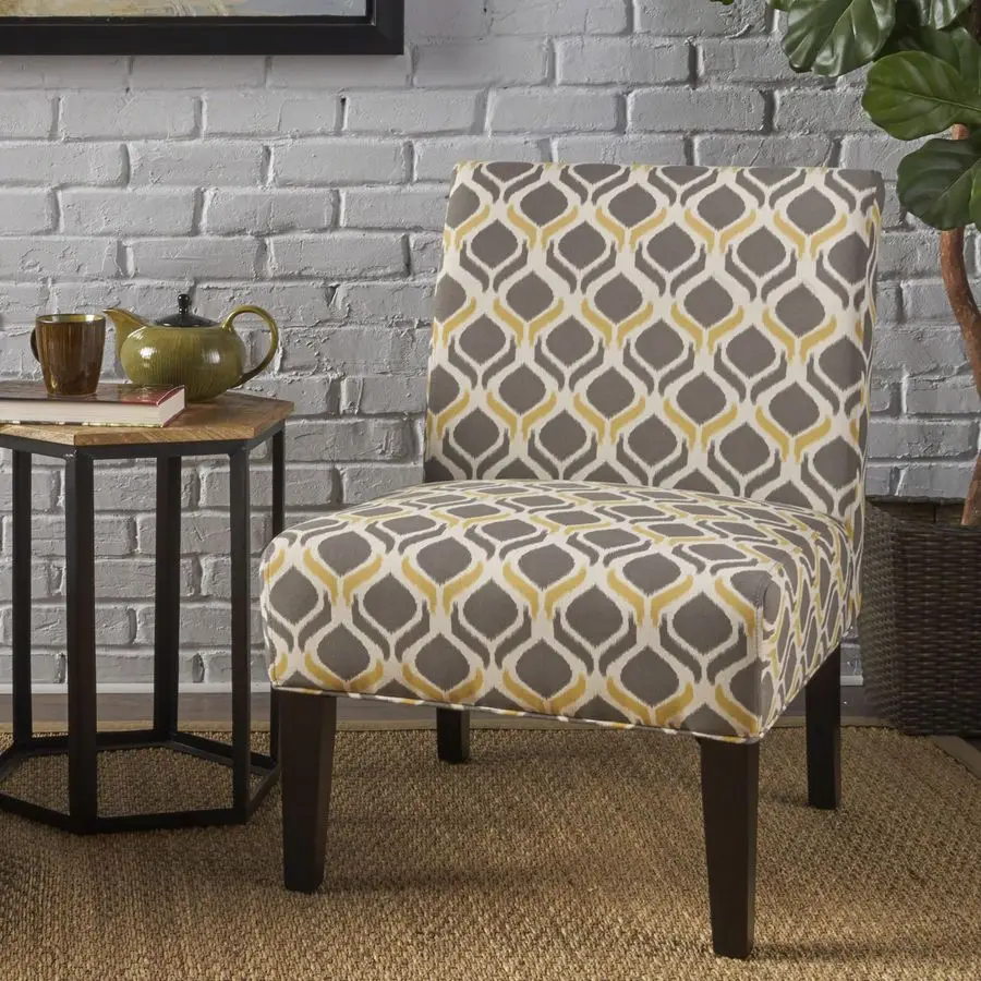 Chaise de salle à manger en tissu Kassi, jaune gris