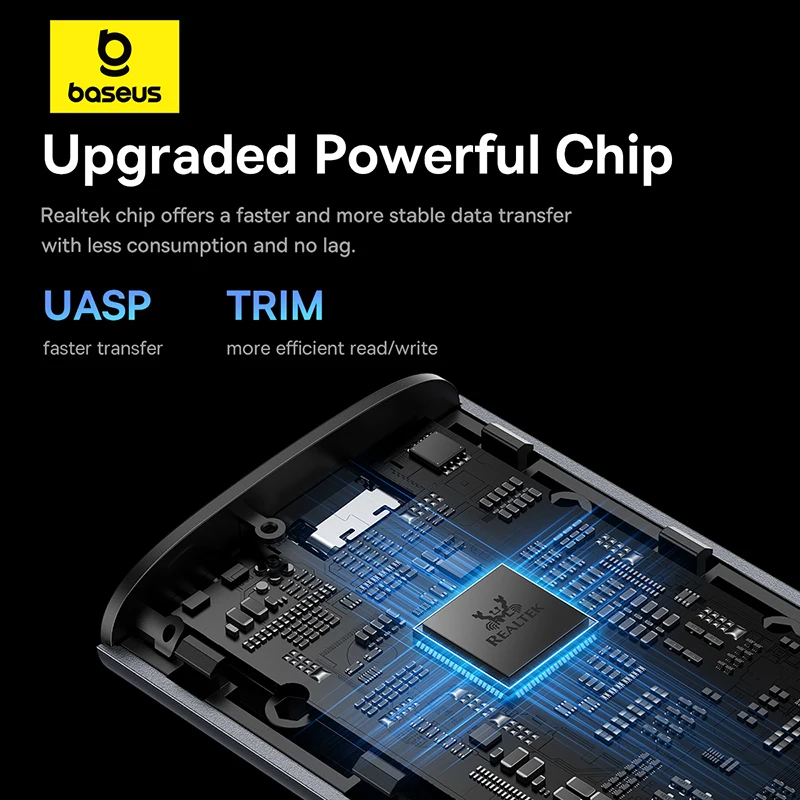 베이스어스 M2 SSD 케이스 M.2 NVMe SATA 고속 USB C 3.2 Gen 2 10Gbps 외장 케이스 어댑터 8TB 저장 확장 데이터 보호 SSD 케이스