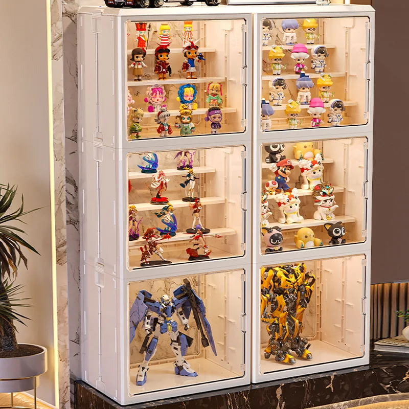 

XL Display Case - Labubu-Ready Detolf for Lego/Gundam, Collapsible Dustproof Cabinet w/UV Glass & Stackable Shelves (CE)