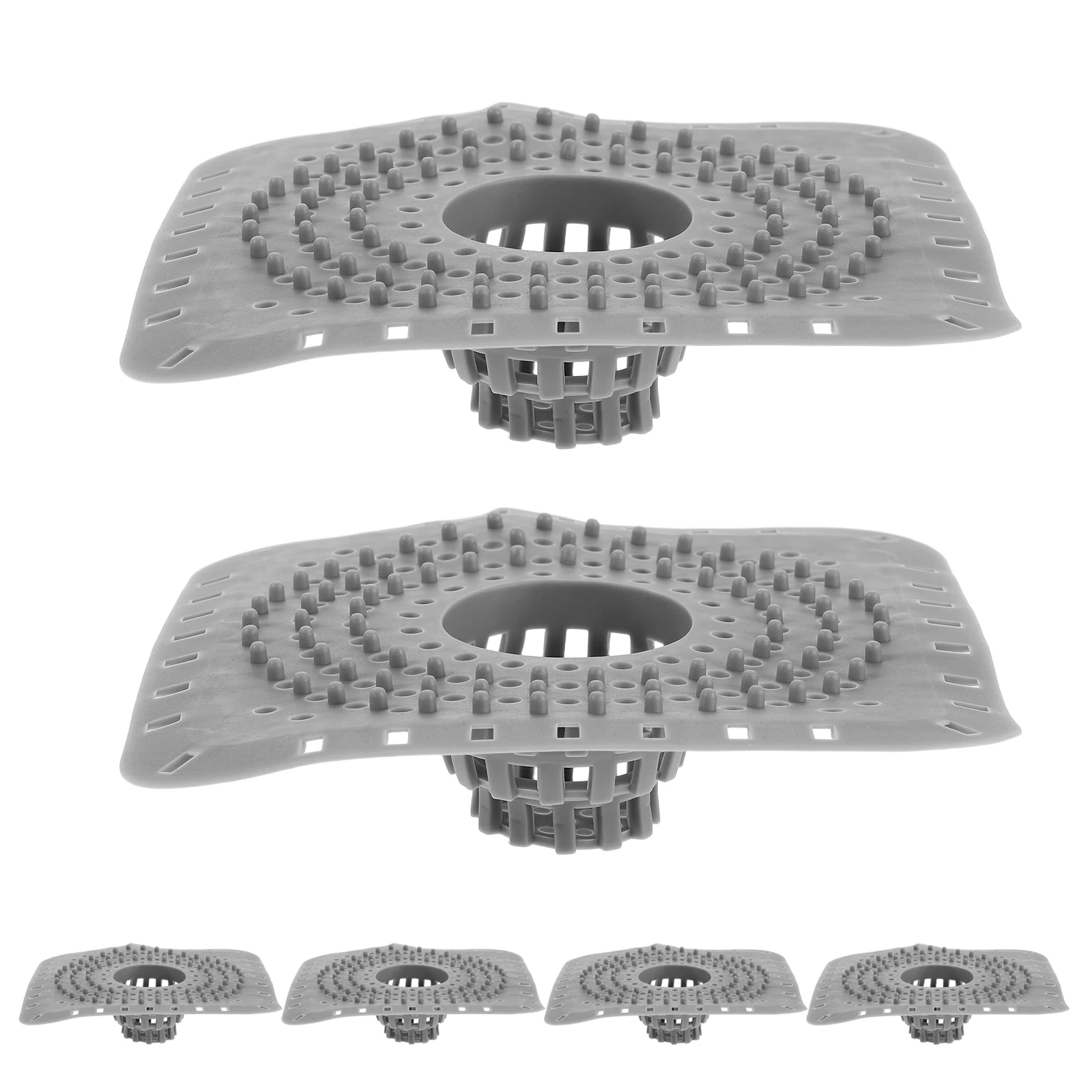 

6pcs Bathroom Floor Drain Cover Silicone Bathtub Hair Catcher Washable Reusable Shower Drain Protector - Universal Clog