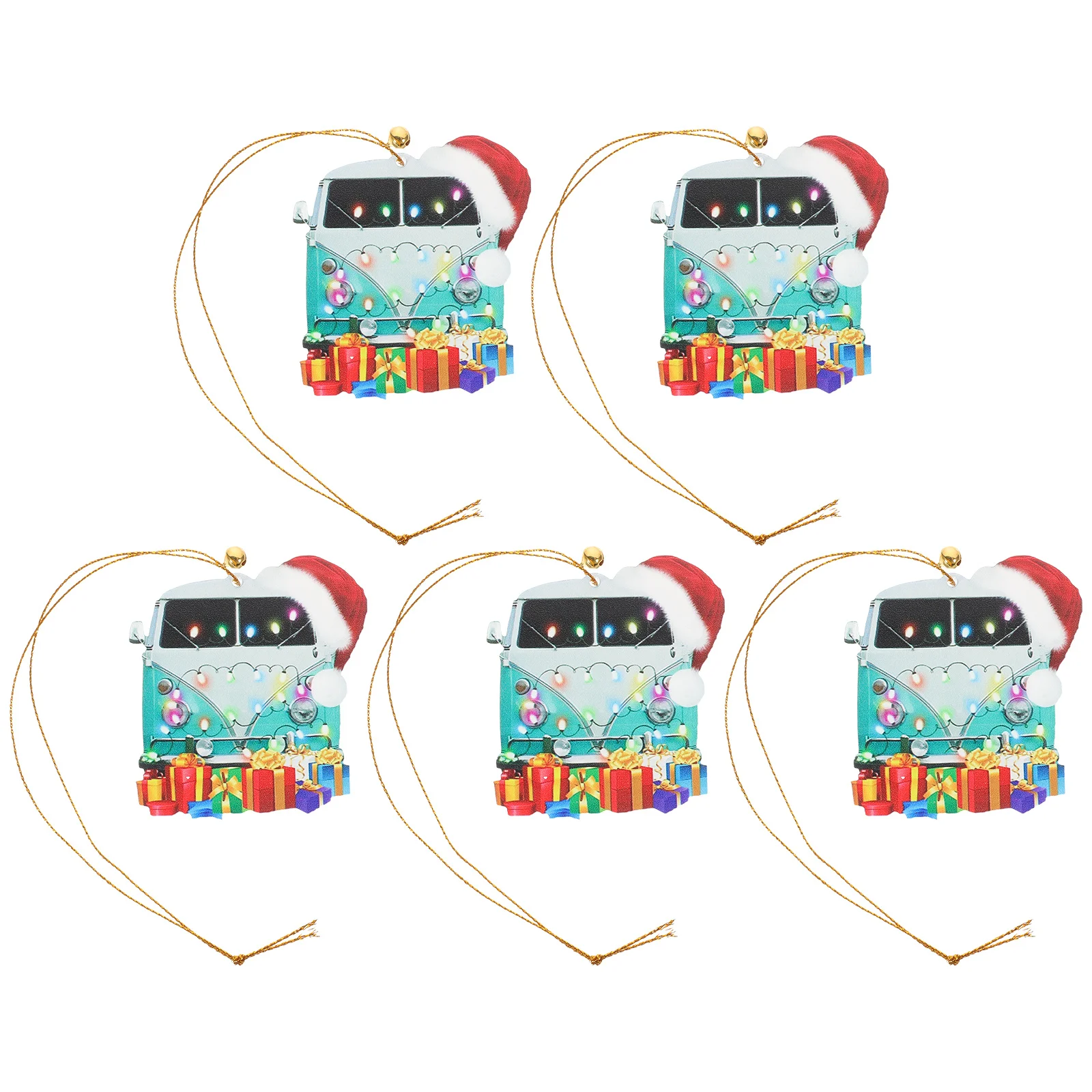 

5Pcs Christmas Tree Pendants Wooden Car Shaped Hanging Ornaments Xmas Decor Party Decoration Gift Car Shaped Hanging Pendant
