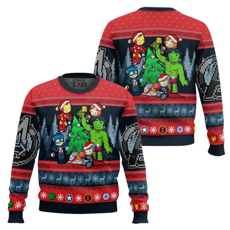 

Autumn Winter New Christmas Ugly Sweater Snowflake Reindeer Christmas Tree Marvel Iron Man Captain America Hulk Festival Party