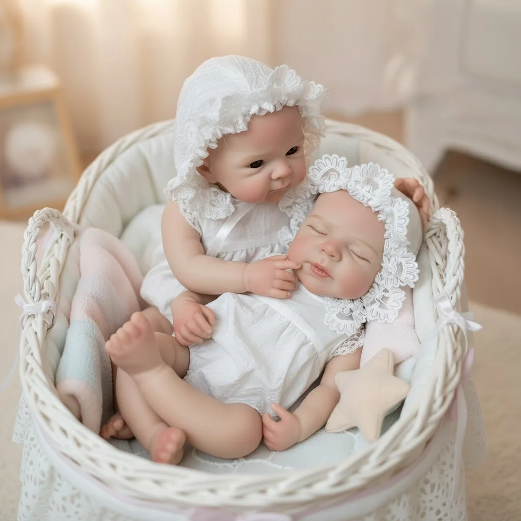 2 Styles Open Mouth 33cm bebe reborn de silicona Girl Dolls With Handmade Paint Skin & Washable Body Newborn Silicone Dolls