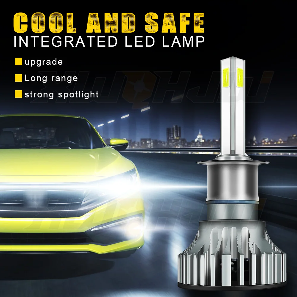 

XWQHJW 2PCS Car lights H1 Super Bright LED Headlights High Low Beam Fog Light Bulb White Minisize Car accsesories