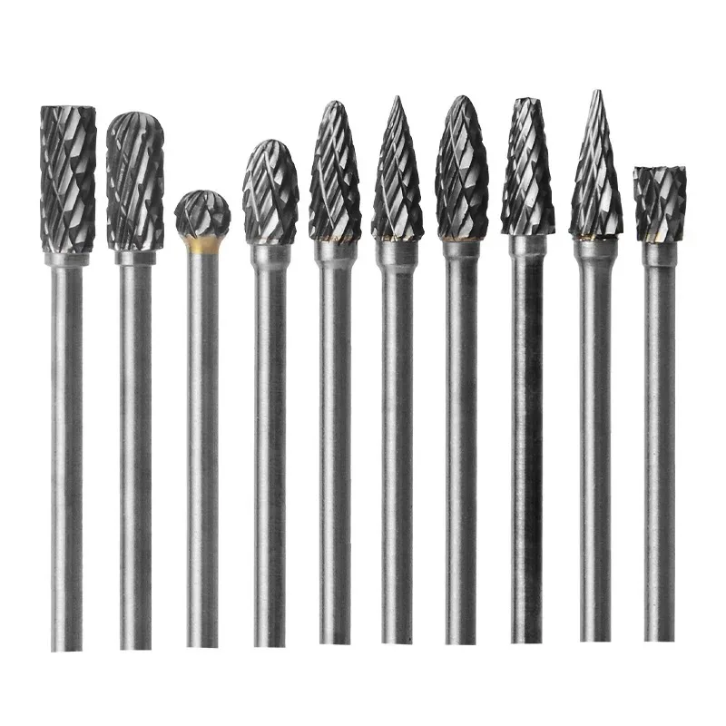 3*5 Carbide Rotary File Set Tungsten Steel Grinding Burr Double Flute Electric Drill Milling Bit for Metal Wood Efficient