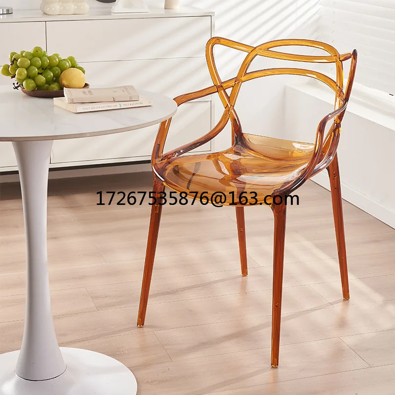 

French transparent crystal dining chair home creative plastic back chair vine chair acrylic stool