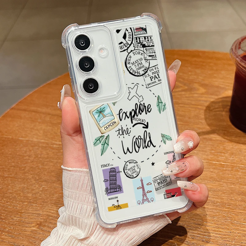 World Travel Map Phone Case For Samsung Galaxy S25 S23 S24 S22 Ultra Plus Shockproof Soft Cover For Galaxy S24+ S23+ S25+ Shell