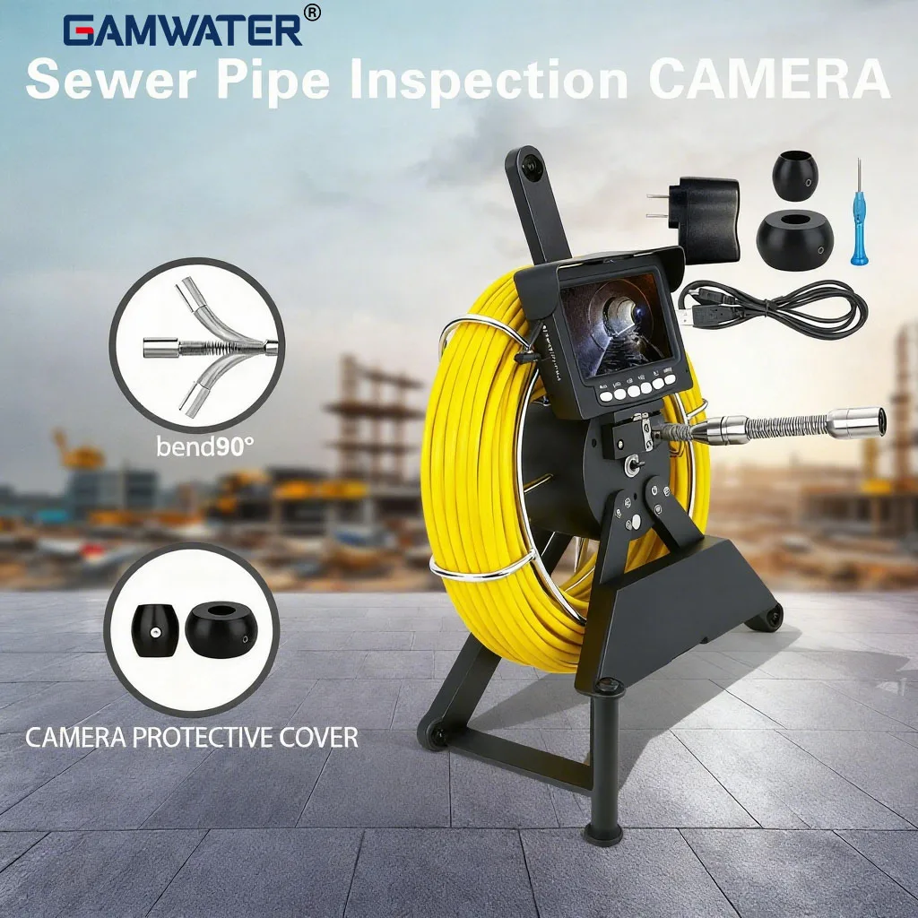 

Industrial Endoscope 20-50M 1000TVL HD Camera 4.3" Sun-Visor Monitor for Sewer Drain Pipe Inspection 4500mAh 6H Battery