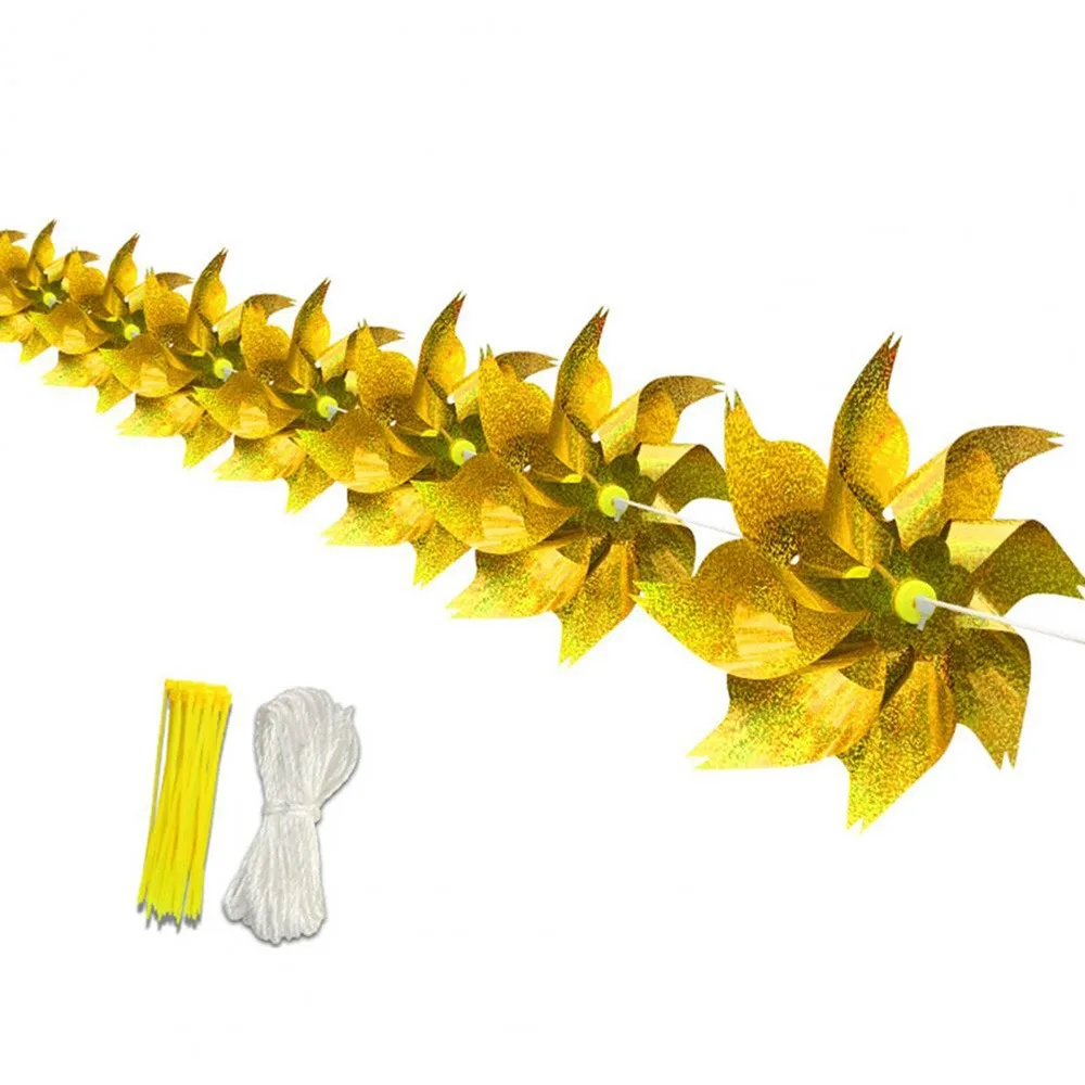 Anti Birds Bird Repellent Windmill Orchard Protection 10M Rope Reflective Windmill Wind Spinners Garden Decor Bird Repeller