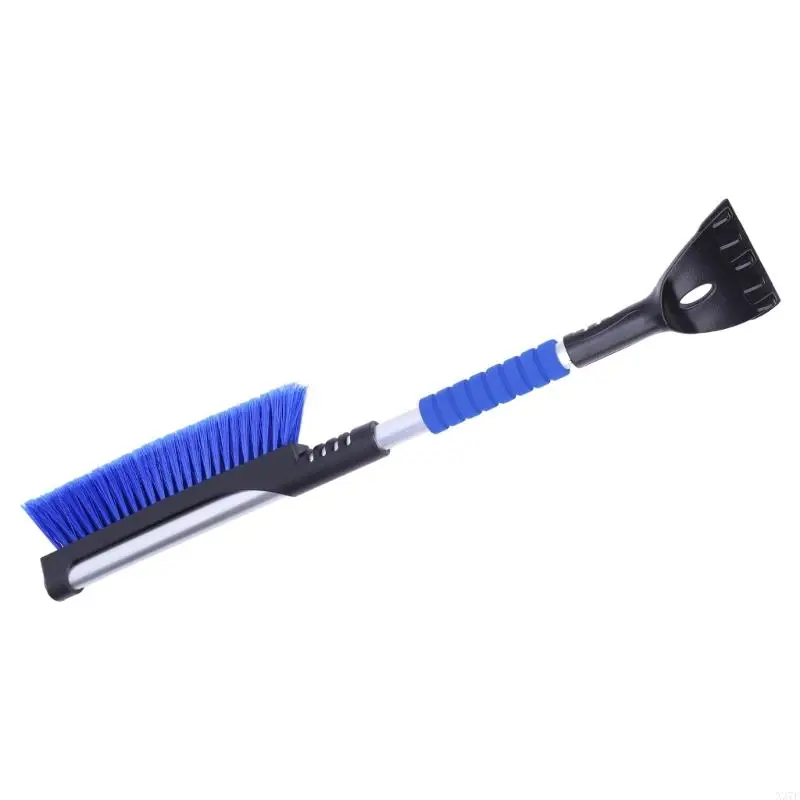 Extendable Car Snow Brush and Ice Scraper with Two Working Ends for Clearing Vehicle Roofs, Glass, and Windshields X37F