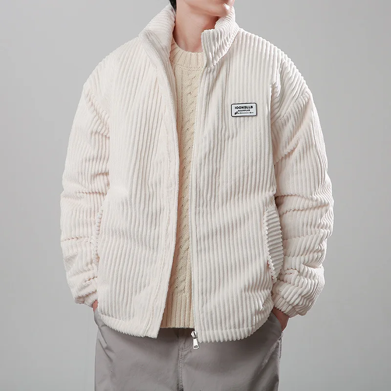 Men Parkas Zipper Cardigan Parka Long Sleeve Outerwear Coats Spliced Loose Pockets Vintage Warm Winter 2025 Windbreaker