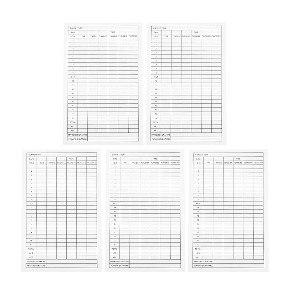 5Pcs Golf Number Record Tools Player Score Cards Score Paper for Outdoor Sports Score Cards golfs scorecards