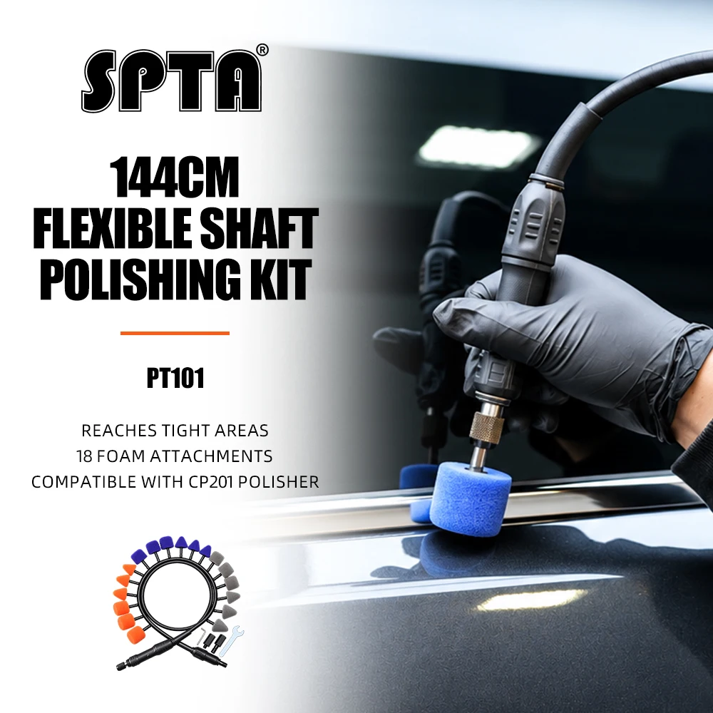 SPTA PRO Mini Polishing Ball,SPTA Flexible Shaft Set With 18Pcs Conical & Cylindrical Polishing Drums Used On Mini Car Polisher