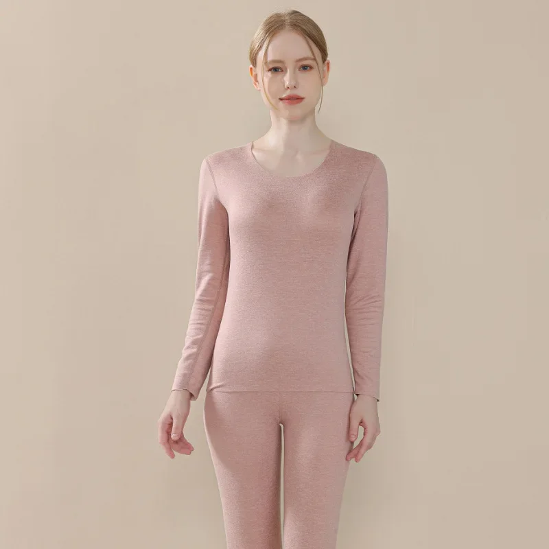 New Cashmere Silk Thermal Underwear for Women AB Side Double sided Woolen and Velvet Autumn Clothes and Men's Autumn Pants Set