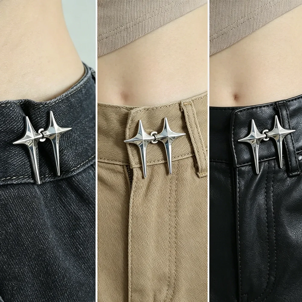 

1 Pair Star Waist Buckle Detachable No Sew Decorative Buttons Household Waist Adjustment Fashion Accessories